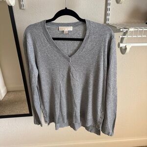 Michael Kors Gray V-Neck Sweater with Button Details